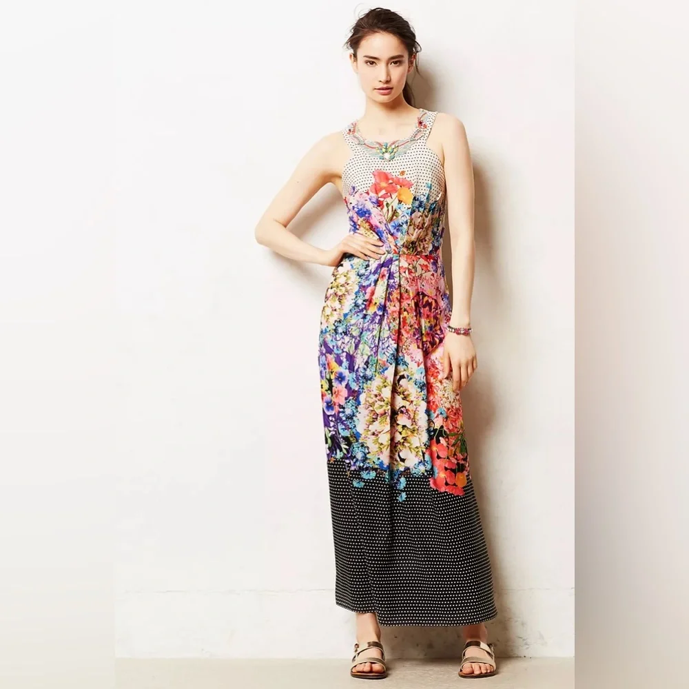 Rhinestone accented Arnala Maxi Dress Ranna Gill for Anthropologie 10 - Picture 1 of 6